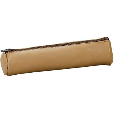 Oxford Elba Federmäppchen, rund, Leder, natur Beige Creme, Schultasche Oxford Elba Federmäppchen, rund, Leder, natur Beige Creme, Schultasche