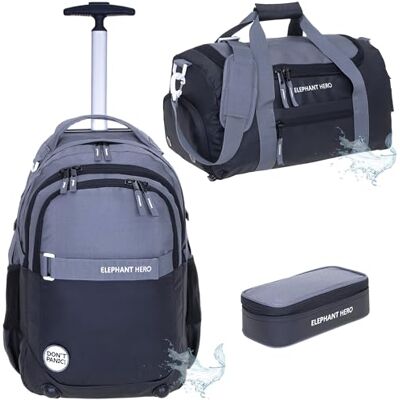 Elephant 3 Teile Set Trolley Schultrolley Rucksack 13048 CB Schwarz TSM Schultrolley Schulranzen Trolly Jungen Mädchen Rucksacktrolley Box Schulsporttasche Rcsack mit Rollen Schultasche Elephant 3 Teile Set Trolley Schultrolley Rucksack 13048 CB Schwarz TSM Schultrolley Schulranzen Trolly Jungen Mädchen Rucksacktrolley Box Schulsporttasche Rcsack mit Rollen Schultasche