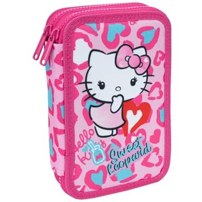 CoolPack Hello Kitty Sweet Leopard – Etui Jumper 2 gefüllt – Schulmäppchen mit 2 Fächern – Federtasche mit Buntstiften und Fasermalern CoolPack Hello Kitty Sweet Leopard – Etui Jumper 2 gefüllt – Schulmäppchen mit 2 Fächern – Federtasche mit Buntstiften und Fasermalern