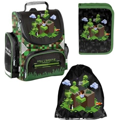 PASO - Schulranzen für Jungen und Mädchen, 4/6/8/15er-Set Schul-Rucksack für Kinder mit Federmäppchen Schuhbeutel und Hausaufgabenheft Game Motiv- 1-3 Klasse PASO - Schulranzen für Jungen und Mädchen, 4/6/8/15er-Set Schul-Rucksack für Kinder mit Federmäppchen Schuhbeutel und Hausaufgabenheft Game Motiv- 1-3 Klasse