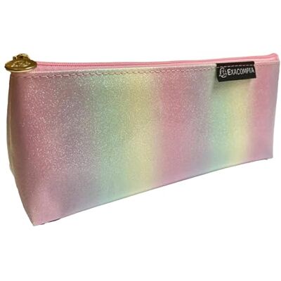 Exacompta Ref. 52690E – 1 dreieckiges Federmäppchen Candy aus beschichtetem Glitzerstoff und Pastellfarben im Farbverlauf – Maße 22,5 x 5,5 x 10 cm – Mehrfarbig Exacompta Ref. 52690E – 1 dreieckiges Federmäppchen Candy aus beschichtetem Glitzerstoff und Pastellfarben im Farbverlauf – Maße 22,5 x 5,5 x 10 cm – Mehrfarbig