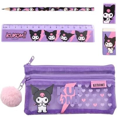Hello Kitty Kuromi Schreibwarenset für Mädchen, Inklusive Lineal, Bleistift, Anspitzer, Radiergummi und Federmäppchen, Geschenk für Mädchen Hello Kitty Kuromi Schreibwarenset für Mädchen, Inklusive Lineal, Bleistift, Anspitzer, Radiergummi und Federmäppchen, Geschenk für Mädchen