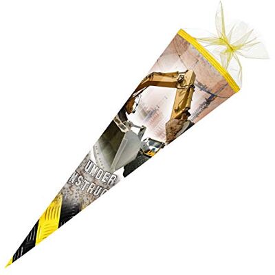Nestler Schultüte / Zuckertüte / 85cm / eckig / "Baustelle mit Bagger Nestler Schultüte / Zuckertüte / 85cm / eckig / "Baustelle mit Bagger