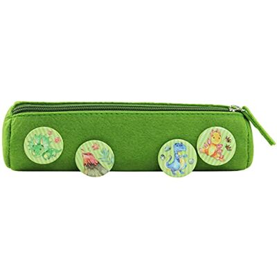 Papierdrachen Federmäppchen mit 4 Buttons für Jungen und Mädchen Filzmäppchen in grün mit Dinosaurier-Motiv Einschulung Schulmäppchen Set Nr 4 Papierdrachen Federmäppchen mit 4 Buttons für Jungen und Mädchen Filzmäppchen in grün mit Dinosaurier-Motiv Einschulung Schulmäppchen Set Nr 4