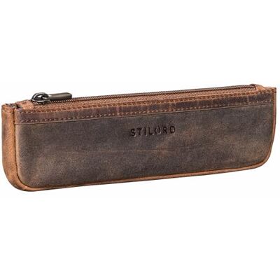 STILORD "Kane Schmales Stifteetui Leder Braun mit Reißverschluss Kleines Mäppchen Echt-Leder Etui Vintage Stiftemäppchen Kompakt Federmappe Klein für Büro, Schule, Uni STILORD "Kane Schmales Stifteetui Leder Braun mit Reißverschluss Kleines Mäppchen Echt-Leder Etui Vintage Stiftemäppchen Kompakt Federmappe Klein für Büro, Schule, Uni