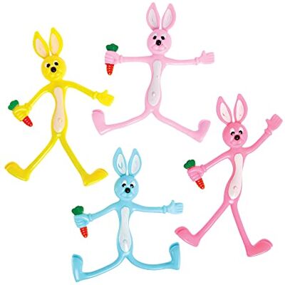 Ross FX474 Biegbare Hasen 4er-Pack, Ostertütenfüller und Spielzeug für Kinder Ross FX474 Biegbare Hasen 4er-Pack, Ostertütenfüller und Spielzeug für Kinder