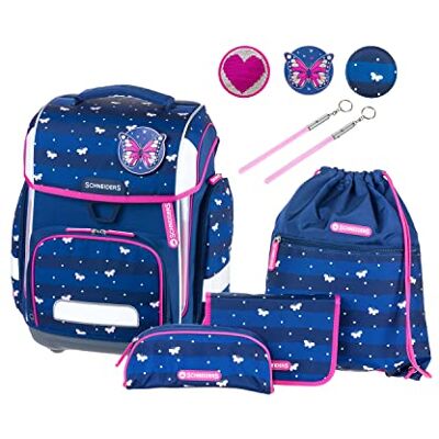 Schneiders 78393-072 Schulranzen Ergolite Lucky Girl, 9-teiliges Set mit Schultasche, Federmäppchen, Schlamper, Sportbeutel, 3 Klett-Motiven und 2 Leuchtstäben Schneiders 78393-072 Schulranzen Ergolite Lucky Girl, 9-teiliges Set mit Schultasche, Federmäppchen, Schlamper, Sportbeutel, 3 Klett-Motiven und 2 Leuchtstäben