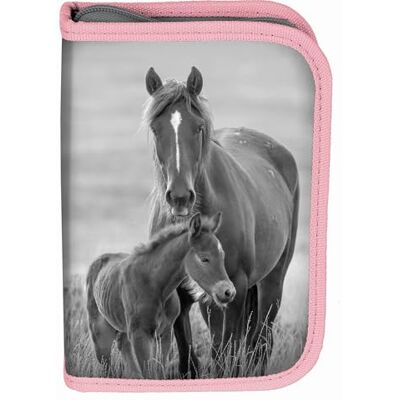 PASO Kinder-Federtasche 22-teilig mit Pferdemotiv Rosa/Grau Stifte, Lineale, Bleistift, Radiergummi & Anspitzer Mäppchen für Schule, Malen & Basteln PASO Kinder-Federtasche 22-teilig mit Pferdemotiv Rosa/Grau Stifte, Lineale, Bleistift, Radiergummi & Anspitzer Mäppchen für Schule, Malen & Basteln