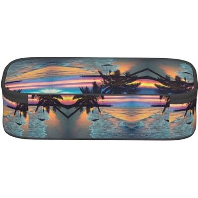 WXWJSHMGC Coconut Beach Sunset Hammock Print Pencil Case Cute Pencil Case with Zip Closure Large Pencil Box for Student WXWJSHMGC Coconut Beach Sunset Hammock Print Pencil Case Cute Pencil Case with Zip Closure Large Pencil Box for Student