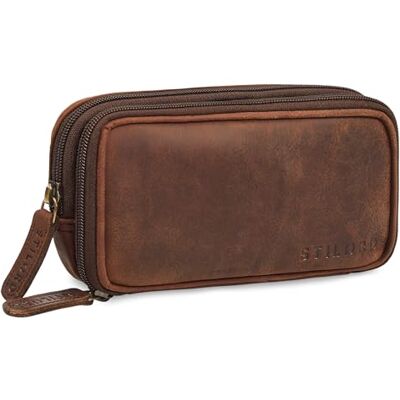 STILORD Fiore Leder Federmappe Vintage mit Reißverschluss Stiftemappe Federmäppchen Etui Schule Uni Echtleder Kosmetiktasche für Damen und Herren Farbe:Zamora braun STILORD Fiore Leder Federmappe Vintage mit Reißverschluss Stiftemappe Federmäppchen Etui Schule Uni Echtleder Kosmetiktasche für Damen und Herren Farbe:Zamora braun