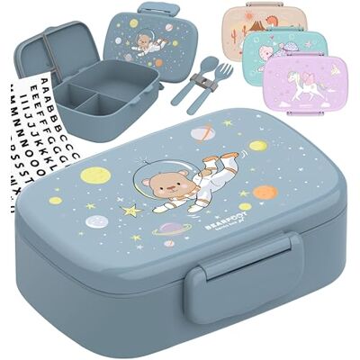 BEARFOOT Brotdose Kinder mit Fächern, auslaufsichere Box (AstroBär) BPA-frei, 100% auslaufsicher, Bento Box mit Trennfächern, für Schule & Kindergarten, Mädchen & Jungen BEARFOOT Brotdose Kinder mit Fächern, auslaufsichere Box (AstroBär) BPA-frei, 100% auslaufsicher, Bento Box mit Trennfächern, für Schule & Kindergarten, Mädchen & Jungen