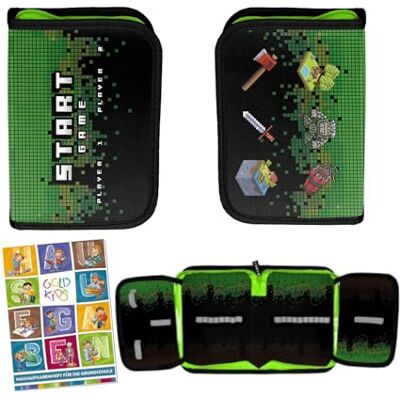 PASO Federmäppchen 1 Fächer Mäppchen für Mädchen und Jungen Federmappe 1-Fach Federtasche Schulmäppchen und Hausaufgabenheft Pixel Game Motiv PASO Federmäppchen 1 Fächer Mäppchen für Mädchen und Jungen Federmappe 1-Fach Federtasche Schulmäppchen und Hausaufgabenheft Pixel Game Motiv