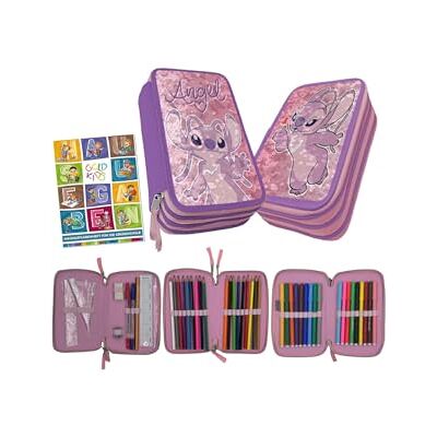 PASO Federmäppchen 3 Fächer Mäppchen für Mädchen Federmappe 3-Fach Federtasche Gefüllte Schüleretui Schulmäppchen und Hausaufgabenheft Stitch Wendepailletten PASO Federmäppchen 3 Fächer Mäppchen für Mädchen Federmappe 3-Fach Federtasche Gefüllte Schüleretui Schulmäppchen und Hausaufgabenheft Stitch Wendepailletten