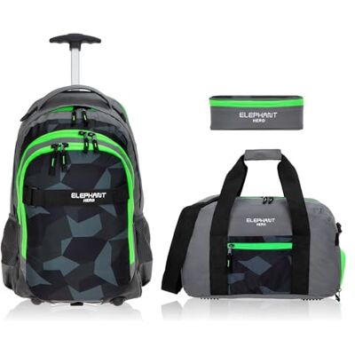 Elephant 3 Teile Set Trolley Schultrolley Rucksack 12771 Cyber Grün TSM Schultrolley Schulranzen Trolly Jungen Mädchen Rucksacktrolley Box Schulsporttasche Rcsack mit Rollen Schultasche Elephant 3 Teile Set Trolley Schultrolley Rucksack 12771 Cyber Grün TSM Schultrolley Schulranzen Trolly Jungen Mädchen Rucksacktrolley Box Schulsporttasche Rcsack mit Rollen Schultasche