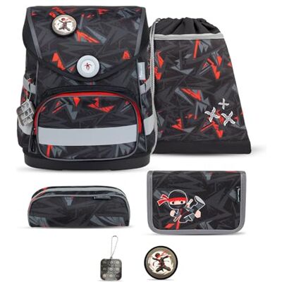 Belmil Compact mit Patches Schulranzen Set 5-teilig mit Brustgurt (405-41/AG/B/S) (Ninja) Belmil Compact mit Patches Schulranzen Set 5-teilig mit Brustgurt (405-41/AG/B/S) (Ninja)