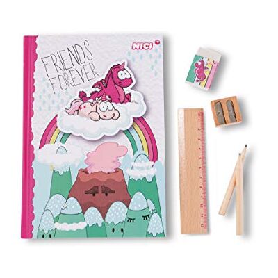 NICI 45704 Schreibwarenset mit Hardcover-Notizbuch, Lineal, Radiergummi, Spitzer und Bleistift NICI 45704 Schreibwarenset mit Hardcover-Notizbuch, Lineal, Radiergummi, Spitzer und Bleistift