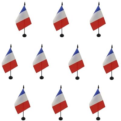 AZ FLAG 10er-Set Tischflaggen Frankreich 15x10 cm Kunststoffsockel Für innen Französische Tischflagge France genähte Ausführung mit verstärkten Kanten mit Kunststoffstab 100D Polyester AZ FLAG 10er-Set Tischflaggen Frankreich 15x10 cm Kunststoffsockel Für innen Französische Tischflagge France genähte Ausführung mit verstärkten Kanten mit Kunststoffstab 100D Polyester