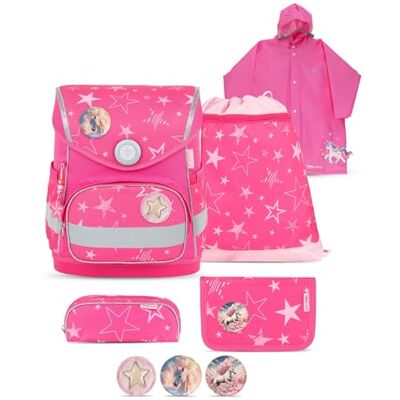 Belmil Compact mit Patches Schulranzen Set 5 teilig mit Regenponcho (405-41/AG/B/S/RP) (Starry Magic) Belmil Compact mit Patches Schulranzen Set 5 teilig mit Regenponcho (405-41/AG/B/S/RP) (Starry Magic)