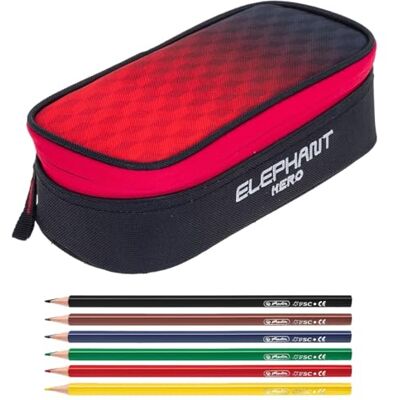 Elephant Mäppchen Schülermäppchen Box 12866 Red Cube +6 Stifte Pennal groß Mädchen Jungen Schüler Box Pencil Case Schule Studium Student Large 2 Teile Set Elephant Mäppchen Schülermäppchen Box 12866 Red Cube +6 Stifte Pennal groß Mädchen Jungen Schüler Box Pencil Case Schule Studium Student Large 2 Teile Set