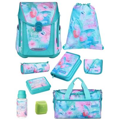 Familando Premium Schulranzen Set 9-teilig mit Lunch-Set Butterfly (Schmetterlinge) Ergonomisch, stabil & mit gepolstertem Rücken 1000g 20L Volumen Mit Reflektoren ab 1. Klasse Familando Premium Schulranzen Set 9-teilig mit Lunch-Set Butterfly (Schmetterlinge) Ergonomisch, stabil & mit gepolstertem Rücken 1000g 20L Volumen Mit Reflektoren ab 1. Klasse