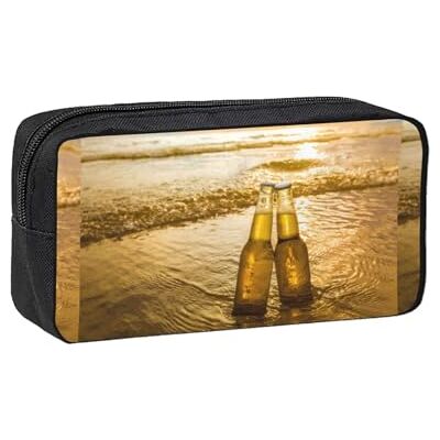Hnnkloy Flaschen Bier Strand Sonnenuntergang Zeit Gedruckt,Großes Federmäppchen, tragbare Stiftetasche, Schreibwarentasche für Schule und Büro Hnnkloy Flaschen Bier Strand Sonnenuntergang Zeit Gedruckt,Großes Federmäppchen, tragbare Stiftetasche, Schreibwarentasche für Schule und Büro