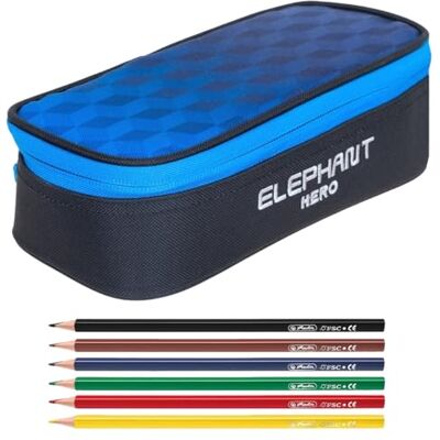 Elephant Mäppchen Schülermäppchen Box 12866 Dark Blue Cube +6 Stifte Pennal groß Mädchen Jungen Schüler Box Pencil Case Federmäppchen Schule Studium Student Large 2 Teile Set Elephant Mäppchen Schülermäppchen Box 12866 Dark Blue Cube +6 Stifte Pennal groß Mädchen Jungen Schüler Box Pencil Case Federmäppchen Schule Studium Student Large 2 Teile Set