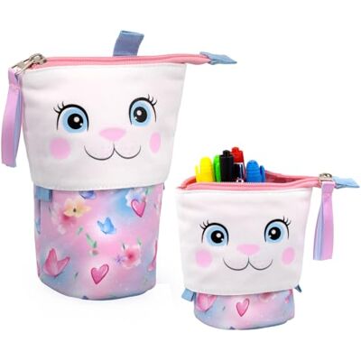 Ross Teleskopisches 2‑in‑1 Schulmäppchen & Stiftehalter – süßes Hasen-Design für Mädchen – leeres Federmäppchen 18×13×6 cm für Schule & Freizeit – robust & leicht – Ross Teleskopisches 2‑in‑1 Schulmäppchen & Stiftehalter – süßes Hasen-Design für Mädchen – leeres Federmäppchen 18×13×6 cm für Schule & Freizeit – robust & leicht –