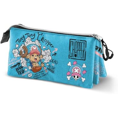 KARACTERMANIA One Piece Chopper-Dreifach Federmäppchen, Blau, 23 x 11 cm KARACTERMANIA One Piece Chopper-Dreifach Federmäppchen, Blau, 23 x 11 cm