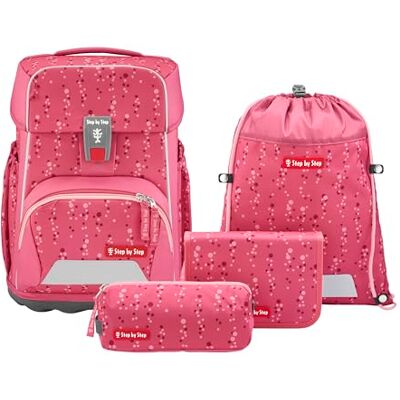 Step by Step BASIS Schulranzen-Set „Pink Bubbles“, 4-teilig, rosa, ergonomischer Tornister mit Reflektoren, Hüft- und Brustgurt, für Kinder ab der 1. Klasse, 20 Liter Step by Step BASIS Schulranzen-Set „Pink Bubbles“, 4-teilig, rosa, ergonomischer Tornister mit Reflektoren, Hüft- und Brustgurt, für Kinder ab der 1. Klasse, 20 Liter