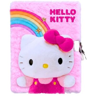 Hello Kitty Notizbuch für Mädchen, Design Plüsch Vorhängeschloss und Schlüssel, Schreibwarenset Geschenk für Kinder Hello Kitty Notizbuch für Mädchen, Design Plüsch Vorhängeschloss und Schlüssel, Schreibwarenset Geschenk für Kinder