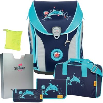 DerDieDas Glitter Dolphin Delfin ErgoFlex MAX Schulranzen-Set 6tlg. REGENHÜLLE GRATIS DAZU DerDieDas Glitter Dolphin Delfin ErgoFlex MAX Schulranzen-Set 6tlg. REGENHÜLLE GRATIS DAZU