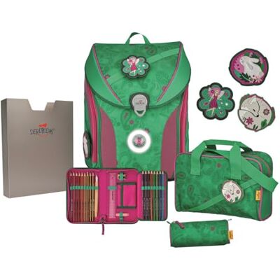 DerDieDas ErgoFlex MAX LED Schulranzenset 5-teilig Paisley Green DerDieDas ErgoFlex MAX LED Schulranzenset 5-teilig Paisley Green