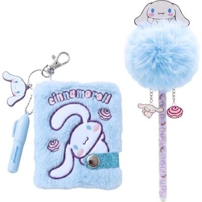Hello Kitty Kuromi Cinnamoroll Schreibwarenset für Mädchen, Inklusive Mini-Notizbuch und Pompon-Stift, Geschenk für Mädchen (Blau) Hello Kitty Kuromi Cinnamoroll Schreibwarenset für Mädchen, Inklusive Mini-Notizbuch und Pompon-Stift, Geschenk für Mädchen (Blau)