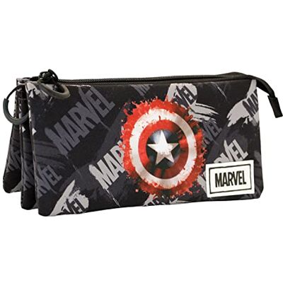 Marvel Captain America Scratches-FAN Dreifach Federmäppchen, Grau Marvel Captain America Scratches-FAN Dreifach Federmäppchen, Grau