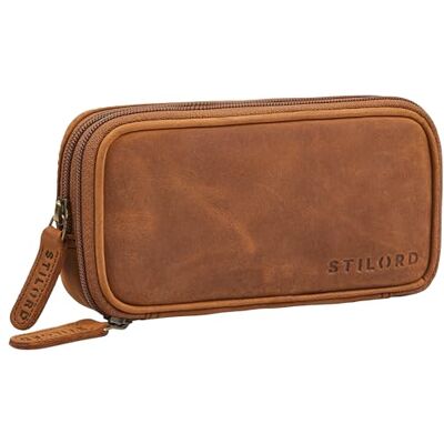 STILORD Fiore Leder Federmappe Vintage mit Reißverschluss Stiftemappe Federmäppchen Etui Schule Uni Echtleder Kosmetiktasche für Damen und Herren Farbe:tan Dunkelbraun STILORD Fiore Leder Federmappe Vintage mit Reißverschluss Stiftemappe Federmäppchen Etui Schule Uni Echtleder Kosmetiktasche für Damen und Herren Farbe:tan Dunkelbraun