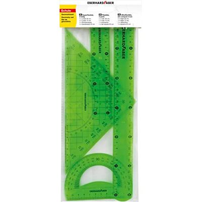 Eberhard Faber 570005 Geometrie-Set mit 2 Linealen (ca. 15 cm und ca. 30 cm lang), Winkelmesser und Geodreieck ca. 22 cm lang, aus Kunststoff, sehr bruchsicher, ideal für Schule, Freizeit und Büro Eberhard Faber 570005 Geometrie-Set mit 2 Linealen (ca. 15 cm und ca. 30 cm lang), Winkelmesser und Geodreieck ca. 22 cm lang, aus Kunststoff, sehr bruchsicher, ideal für Schule, Freizeit und Büro