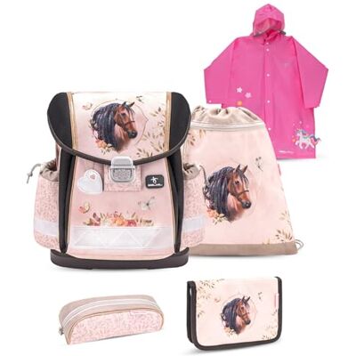 Belmil Classy Schulranzen Set 5 teilig mit Regenponcho (403-13/AG/S/RP) (Horse Chestnut) Belmil Classy Schulranzen Set 5 teilig mit Regenponcho (403-13/AG/S/RP) (Horse Chestnut)