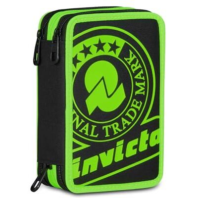 Invicta gefülltes Mäppchen, mit 3 Fächern, Federtasche komplett mit Bleistiften, Filzstiften, Zubehör, Etui für Schreibwaren, Schulmaterial, Schule und Freizeit, Mädchen und Jungen, schwarz/grün Invicta gefülltes Mäppchen, mit 3 Fächern, Federtasche komplett mit Bleistiften, Filzstiften, Zubehör, Etui für Schreibwaren, Schulmaterial, Schule und Freizeit, Mädchen und Jungen, schwarz/grün