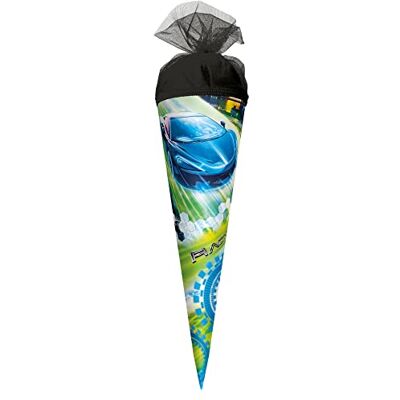 Roth Schultüte Racing 50 cm klein rund Tüllverschluss Zuckertüte Rennsport Roth Schultüte Racing 50 cm klein rund Tüllverschluss Zuckertüte Rennsport