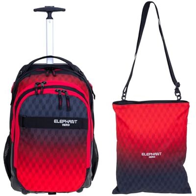 Elephant 2tlg. Set Trolley Schultrolley + Turnbeutel 12869 Red Cube Rucksack mit Rollen, Trolley Trolly Attach Bag Jungen Mädchen Sportbeutel Sport Schule Kinder Elephant 2tlg. Set Trolley Schultrolley + Turnbeutel 12869 Red Cube Rucksack mit Rollen, Trolley Trolly Attach Bag Jungen Mädchen Sportbeutel Sport Schule Kinder