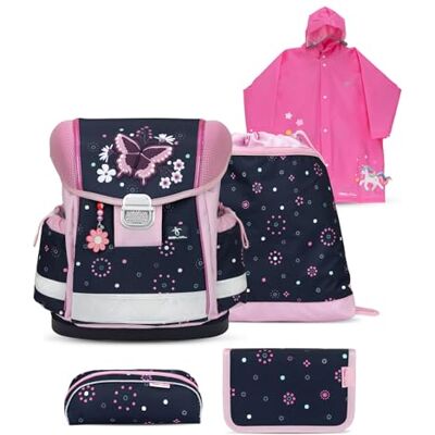 Belmil Classy Schulranzen Set 5 teilig mit Regenponcho (403-13/AG/S/RP) (Midnight Butterfly) Belmil Classy Schulranzen Set 5 teilig mit Regenponcho (403-13/AG/S/RP) (Midnight Butterfly)