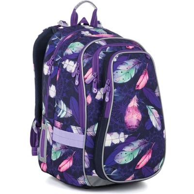 TOPGAL LYNN – Schulrucksack für Mädchen ab 3. Klasse, ergonomisch & leicht, wasserabweisend, mit reflektierenden Elementen, 27 L Schulranzen mit Brustgurt & Rückenpolsterung (Lila Federn) TOPGAL LYNN – Schulrucksack für Mädchen ab 3. Klasse, ergonomisch & leicht, wasserabweisend, mit reflektierenden Elementen, 27 L Schulranzen mit Brustgurt & Rückenpolsterung (Lila Federn)