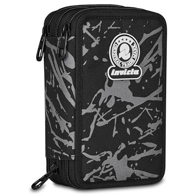 Invicta Schulmäppchen mit 3 Reißverschlüssen, Fantasy, schwarz, Stiftehalter, Dreifachfach, komplett mit Stiften, Bleistiften, Farben, Zubehör Rucksack, Grundschule, Kinder, Schwarz, Modern Invicta Schulmäppchen mit 3 Reißverschlüssen, Fantasy, schwarz, Stiftehalter, Dreifachfach, komplett mit Stiften, Bleistiften, Farben, Zubehör Rucksack, Grundschule, Kinder, Schwarz, Modern
