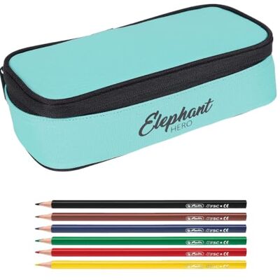 Elephant Mäppchen Schülermäppchen Box 13802 Türkis Schwarz + 6 Stifte Pennal groß Mädchen Jungen Schüler Box Pencil Case Schule Studium Student Large 2 Teile Set 12800 Elephant Mäppchen Schülermäppchen Box 13802 Türkis Schwarz + 6 Stifte Pennal groß Mädchen Jungen Schüler Box Pencil Case Schule Studium Student Large 2 Teile Set 12800