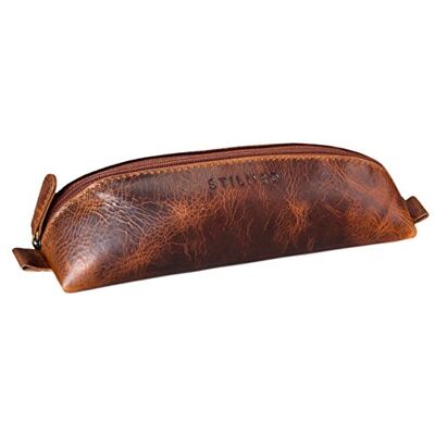 STILORD Willem Stiftetasche Leder für Herren Damen Lederetui Vintage Etui Stifte rund Faulenzer Mäppchen Schlamper Brillenetui Farbe:Kara Cognac STILORD Willem Stiftetasche Leder für Herren Damen Lederetui Vintage Etui Stifte rund Faulenzer Mäppchen Schlamper Brillenetui Farbe:Kara Cognac