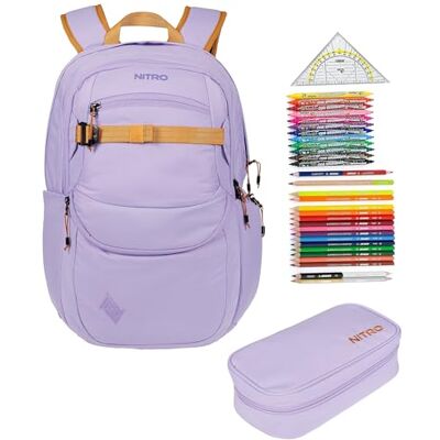 NITRO Schulrucksack 3 Teile Set Future Hero Lavender 0937 rmv Jungen Mädchen Schultasche Schulmappe Schulrucksackset mit 31tlg. Stifte Füllung NITRO Schulrucksack 3 Teile Set Future Hero Lavender 0937 rmv Jungen Mädchen Schultasche Schulmappe Schulrucksackset mit 31tlg. Stifte Füllung