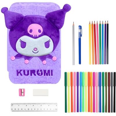 Hello Kitty Kuromi Federmäppchen für Mädchen, Schreibwarenset Inklusive Bleistift, Kugelschreiber, Radiergummi, Lineal, Anspitzer, Buntstiften und Filzstiften, Geschenk für Kinder Hello Kitty Kuromi Federmäppchen für Mädchen, Schreibwarenset Inklusive Bleistift, Kugelschreiber, Radiergummi, Lineal, Anspitzer, Buntstiften und Filzstiften, Geschenk für Kinder