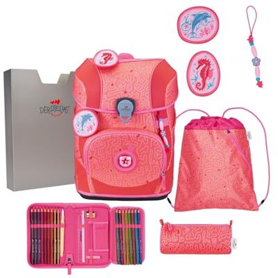 DerDieDas Schulranzen ErgoFlex Tiny Superflash Set 6-teilig Coral Reef lachsfarben DerDieDas Schulranzen ErgoFlex Tiny Superflash Set 6-teilig Coral Reef lachsfarben
