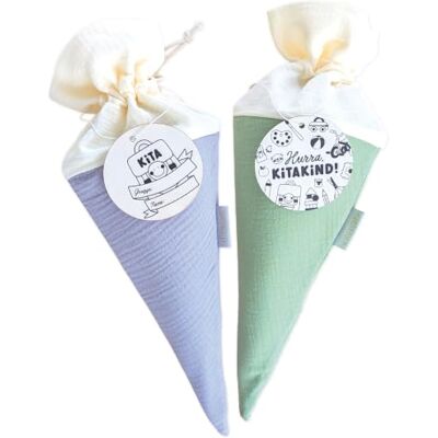 Papierdrachen Kitatüten aus Musselin, Blau & Mint, 2 Stück Papierdrachen Kitatüten aus Musselin, Blau & Mint, 2 Stück