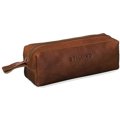 STILORD Linus Etui Leder Vintage Herren Damen Stifteetui Lederetui Federmappe quadratisch Stiftetasche echtes Rindsleder Farbe:Sattel braun STILORD Linus Etui Leder Vintage Herren Damen Stifteetui Lederetui Federmappe quadratisch Stiftetasche echtes Rindsleder Farbe:Sattel braun